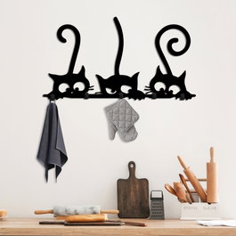 Wallity Hidden Cats Gancho de pared de metal negro